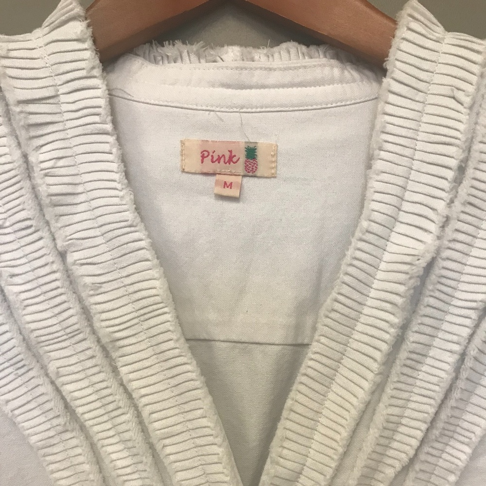 White ruffle button down - Picture 2 of 6